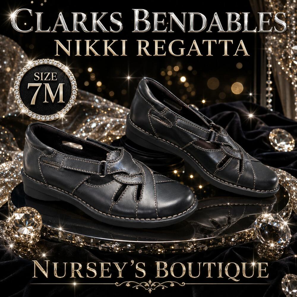 Clarks Nikki Regatta 39333 Black Leather Mary Jane Flats Womens 7M